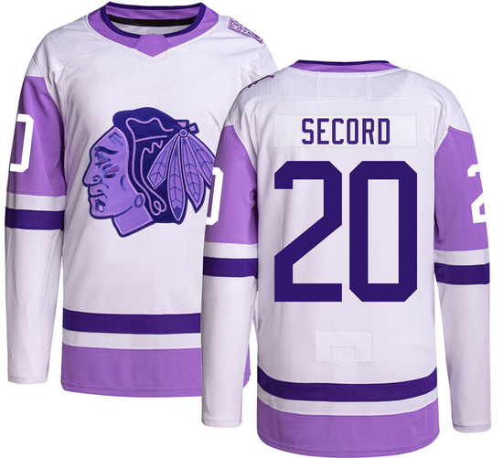 Adidas Al Secord Chicago Blackhawks Authentic Hockey Fights Cancer Jersey -