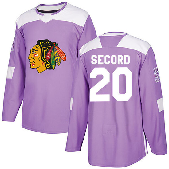 Adidas Al Secord Chicago Blackhawks Youth Authentic Fights Cancer Practice Jersey - Purple