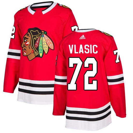 Adidas Alex Vlasic Chicago Blackhawks Authentic Home Jersey - Red