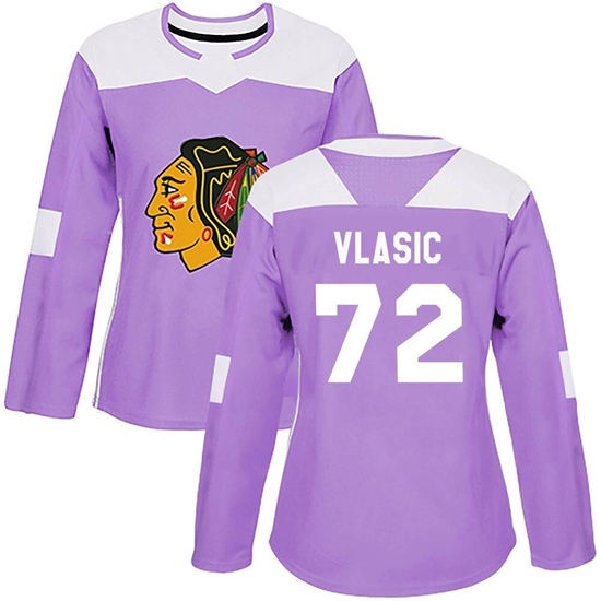 Adidas Alex Vlasic Chicago Blackhawks Women's Authentic Fights Cancer Practice Jersey - Purple