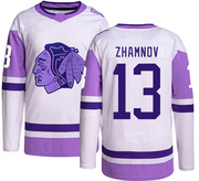 Adidas Alex Zhamnov Chicago Blackhawks Authentic Hockey Fights Cancer Jersey -