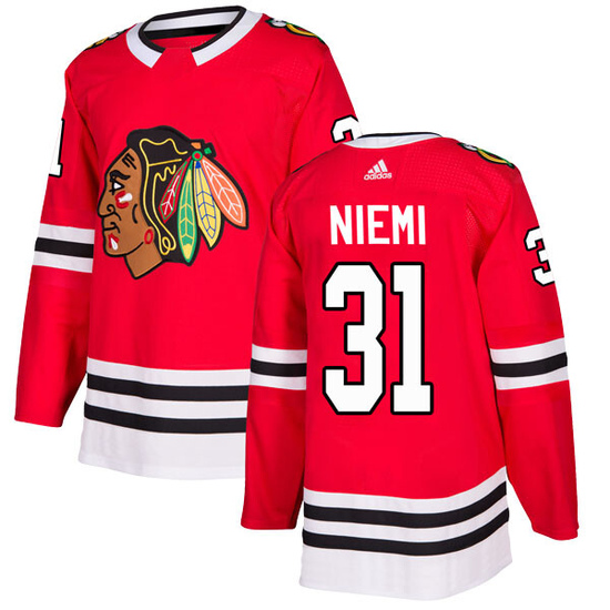 Adidas Antti Niemi Chicago Blackhawks Authentic Home Jersey - Red