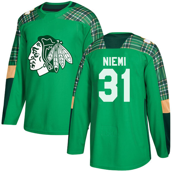 Adidas Antti Niemi Chicago Blackhawks Youth Authentic St. Patrick's Day Practice Jersey - Green