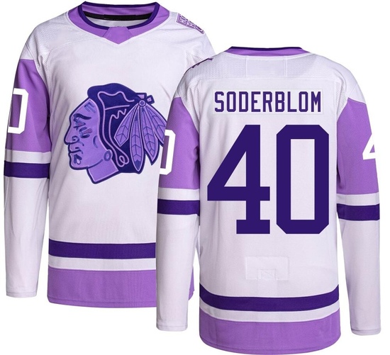 Adidas Arvid Soderblom Chicago Blackhawks Youth Authentic Hockey Fights Cancer Jersey -