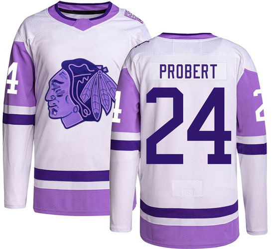 Adidas Bob Probert Chicago Blackhawks Authentic Hockey Fights Cancer Jersey -