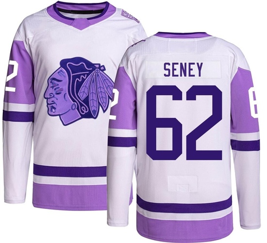 Adidas Brett Seney Chicago Blackhawks Authentic Hockey Fights Cancer Jersey -