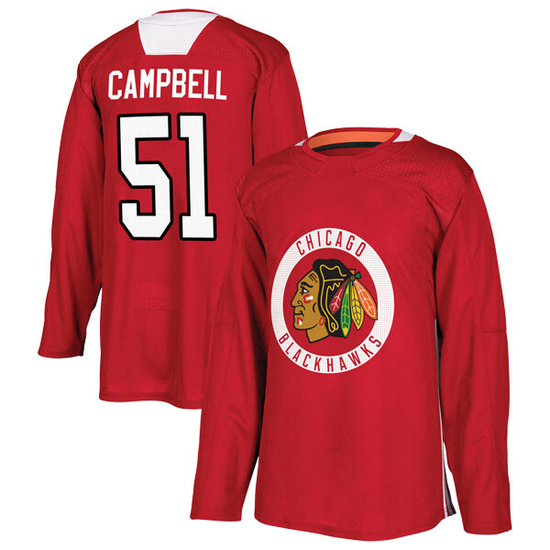 Adidas Brian Campbell Chicago Blackhawks Youth Authentic Home Practice Jersey - Red