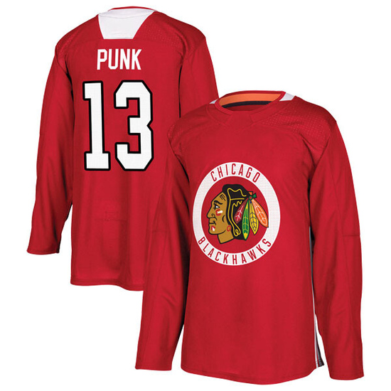 Adidas CM Punk Chicago Blackhawks Authentic Home Practice Jersey - Red