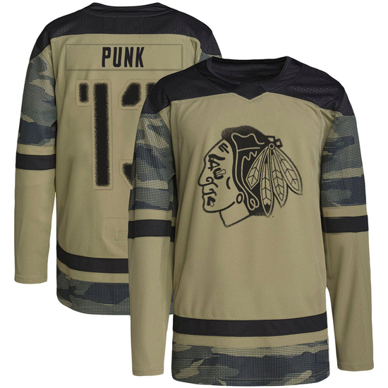 Adidas CM Punk Chicago Blackhawks Youth Authentic Military Appreciation Practice Jersey - Camo