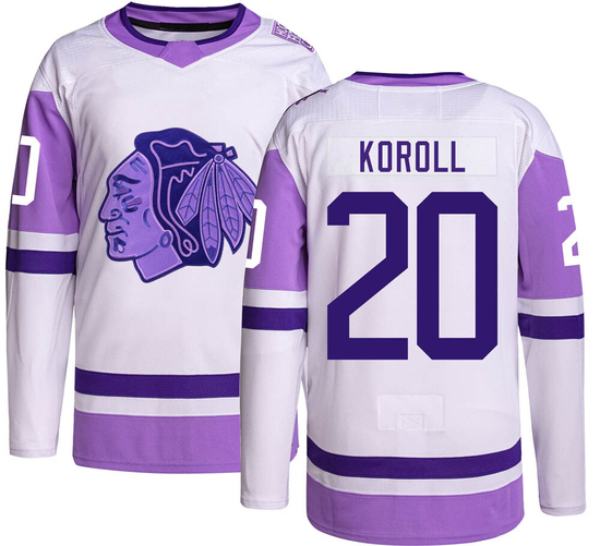 Adidas Cliff Koroll Chicago Blackhawks Authentic Hockey Fights Cancer Jersey -