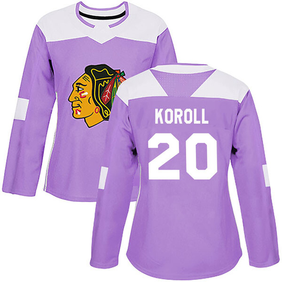 Adidas Cliff Koroll Chicago Blackhawks Women's Authentic Fights Cancer Practice Jersey - Purple