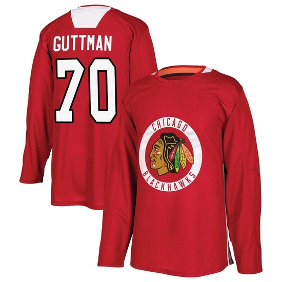 Adidas Cole Guttman Chicago Blackhawks Authentic Home Practice Jersey - Red