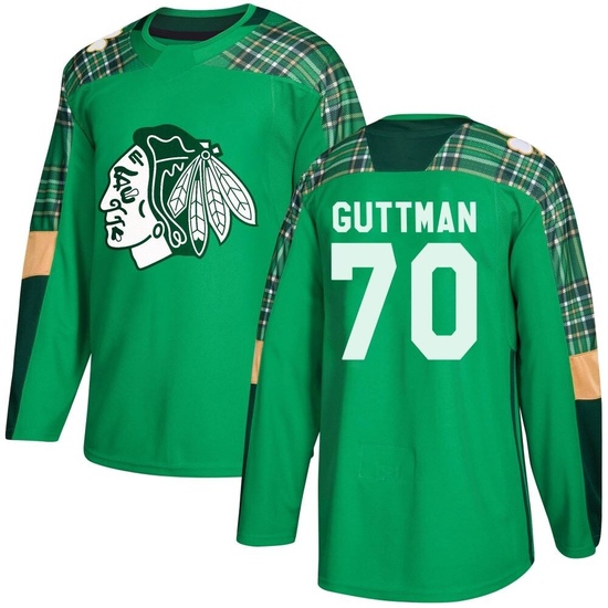 Adidas Cole Guttman Chicago Blackhawks Youth Authentic St. Patrick's Day Practice Jersey - Green