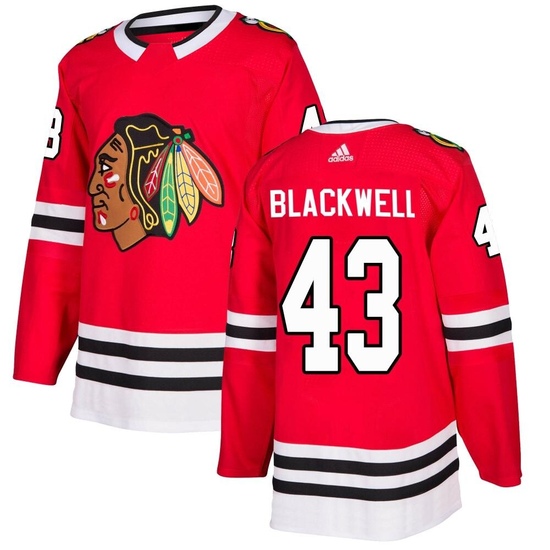 Adidas Colin Blackwell Chicago Blackhawks Authentic Red Home Jersey - Black
