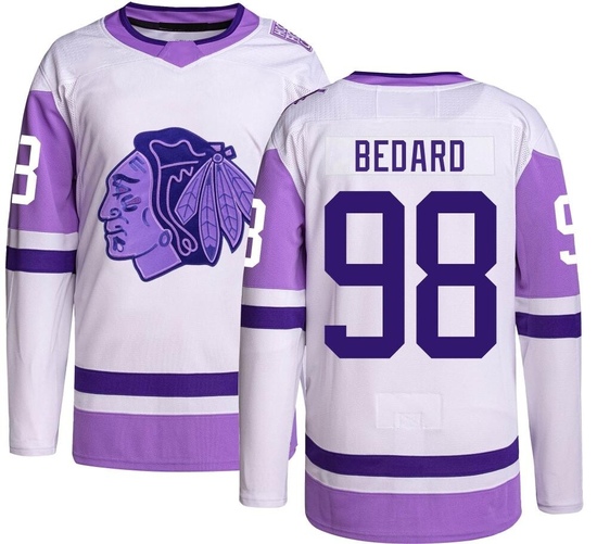 Adidas Connor Bedard Chicago Blackhawks Authentic Hockey Fights Cancer Jersey -