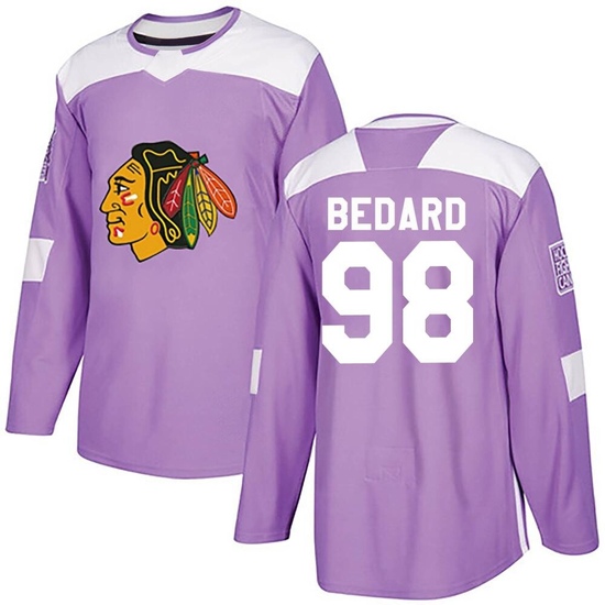 Adidas Connor Bedard Chicago Blackhawks Youth Authentic Fights Cancer Practice Jersey - Purple