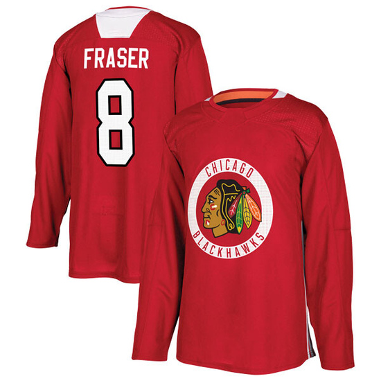 Adidas Curt Fraser Chicago Blackhawks Authentic Home Practice Jersey - Red