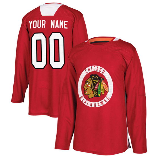 Adidas Custom Chicago Blackhawks Youth Authentic Custom Home Practice Jersey - Red