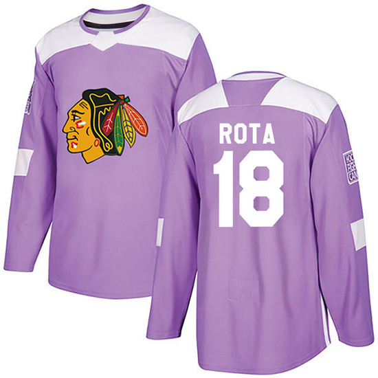 Adidas Darcy Rota Chicago Blackhawks Authentic Fights Cancer Practice Jersey - Purple