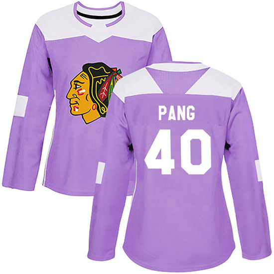Adidas Darren Pang Chicago Blackhawks Women's Authentic Fights Cancer Practice Jersey - Purple