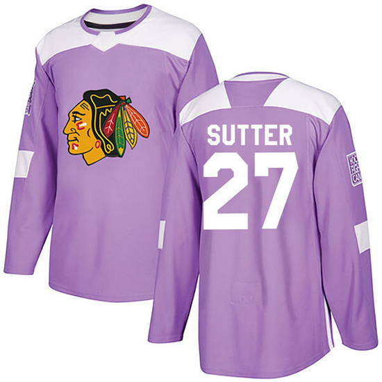 Adidas Darryl Sutter Chicago Blackhawks Authentic Fights Cancer Practice Jersey - Purple