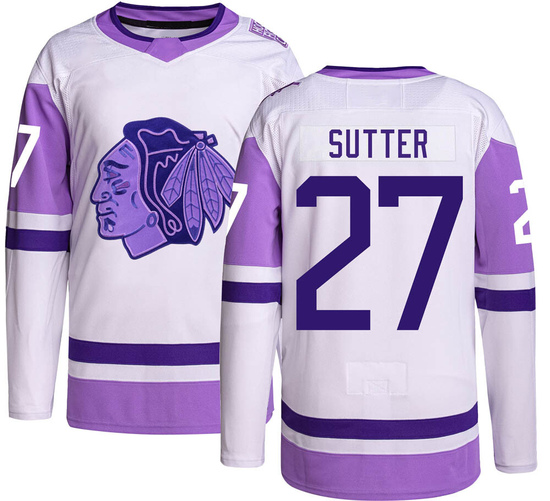 Adidas Darryl Sutter Chicago Blackhawks Authentic Hockey Fights Cancer Jersey -