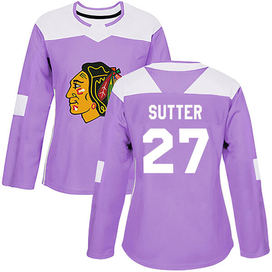 Adidas Darryl Sutter Chicago Blackhawks Women's Authentic Fights Cancer Practice Jersey - Purple