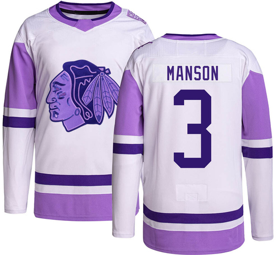 Adidas Dave Manson Chicago Blackhawks Authentic Hockey Fights Cancer Jersey -