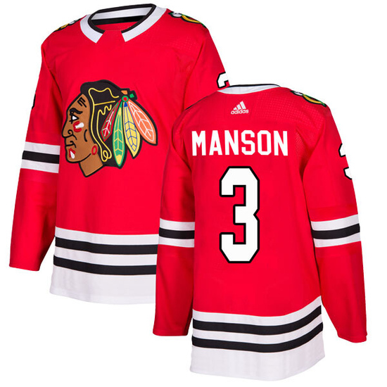 Adidas Dave Manson Chicago Blackhawks Authentic Home Jersey - Red