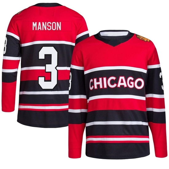 Adidas Dave Manson Chicago Blackhawks Authentic Reverse Retro 2.0 Jersey - Red