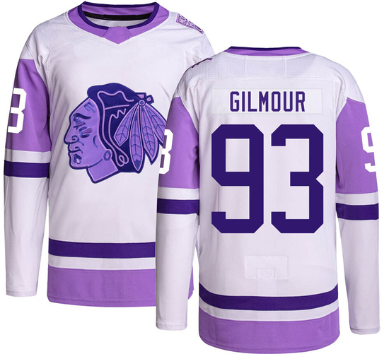 Adidas Doug Gilmour Chicago Blackhawks Authentic Hockey Fights Cancer Jersey -