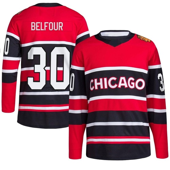 Adidas ED Belfour Chicago Blackhawks Authentic Reverse Retro 2.0 Jersey - Red