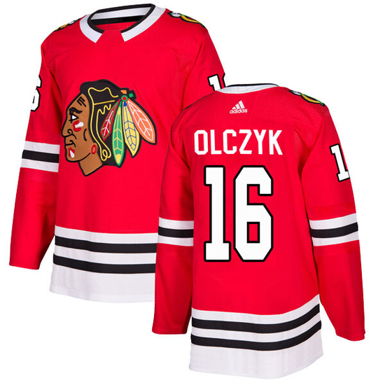 Adidas Ed Olczyk Chicago Blackhawks Authentic Home Jersey - Red