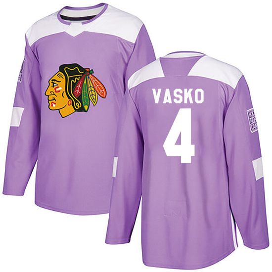 Adidas Elmer Vasko Chicago Blackhawks Authentic Fights Cancer Practice Jersey - Purple
