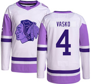 Adidas Elmer Vasko Chicago Blackhawks Authentic Hockey Fights Cancer Jersey -