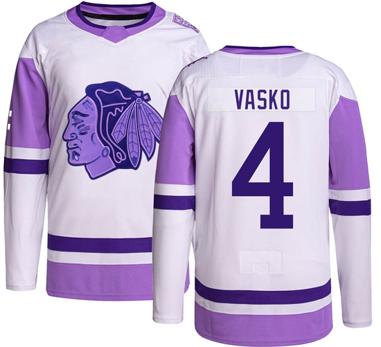 Adidas Elmer Vasko Chicago Blackhawks Youth Authentic Hockey Fights Cancer Jersey -