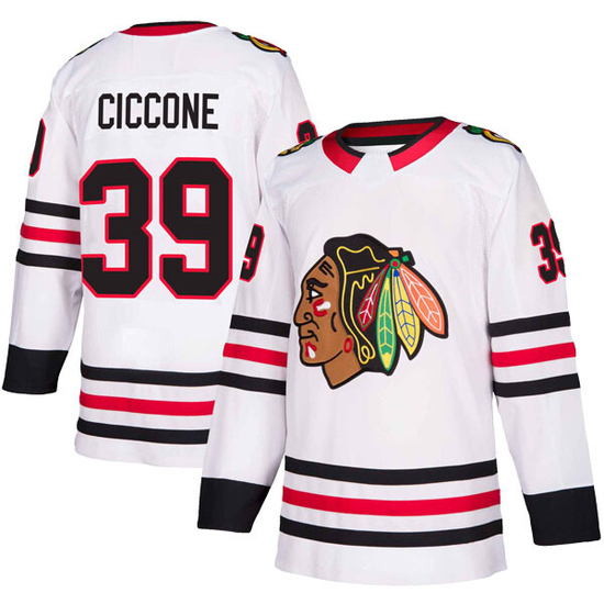 Adidas Enrico Ciccone Chicago Blackhawks Authentic Away Jersey - White