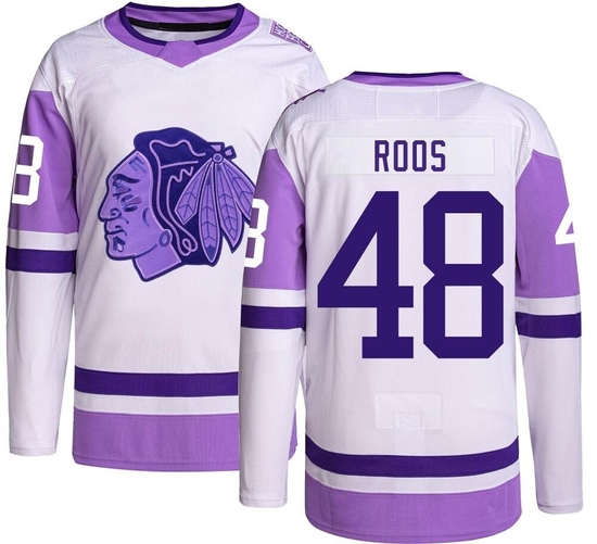 Adidas Filip Roos Chicago Blackhawks Authentic Hockey Fights Cancer Jersey -