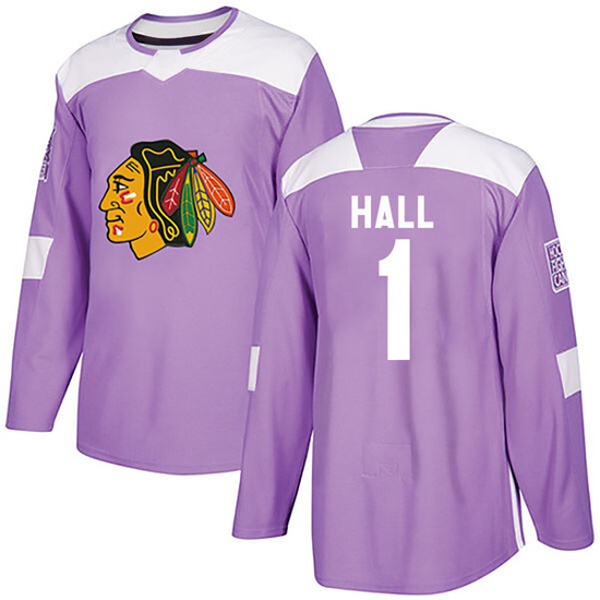 Adidas Glenn Hall Chicago Blackhawks Authentic Fights Cancer Practice Jersey - Purple