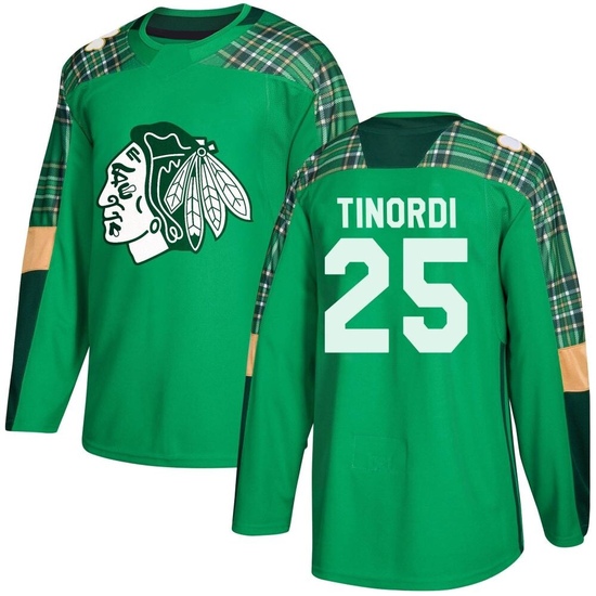 Adidas Jarred Tinordi Chicago Blackhawks Youth Authentic St. Patrick's Day Practice Jersey - Green
