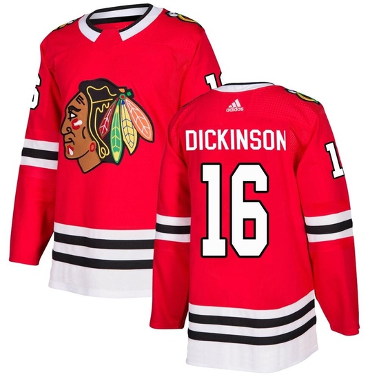 Adidas Jason Dickinson Chicago Blackhawks Authentic Home Jersey - Red