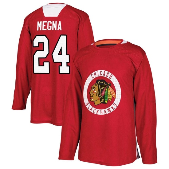 Adidas Jaycob Megna Chicago Blackhawks Authentic Home Practice Jersey - Red