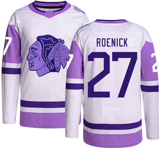 Adidas Jeremy Roenick Chicago Blackhawks Authentic Hockey Fights Cancer Jersey -