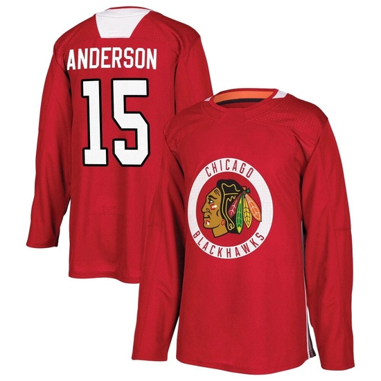 Adidas Joey Anderson Chicago Blackhawks Authentic Home Practice Jersey - Red