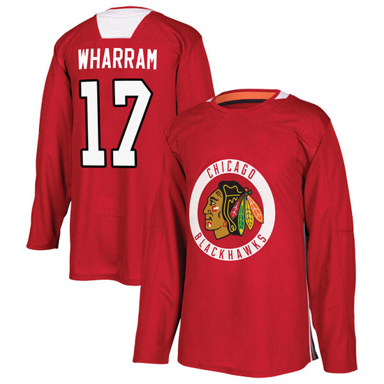 Adidas Kenny Wharram Chicago Blackhawks Authentic Home Practice Jersey - Red