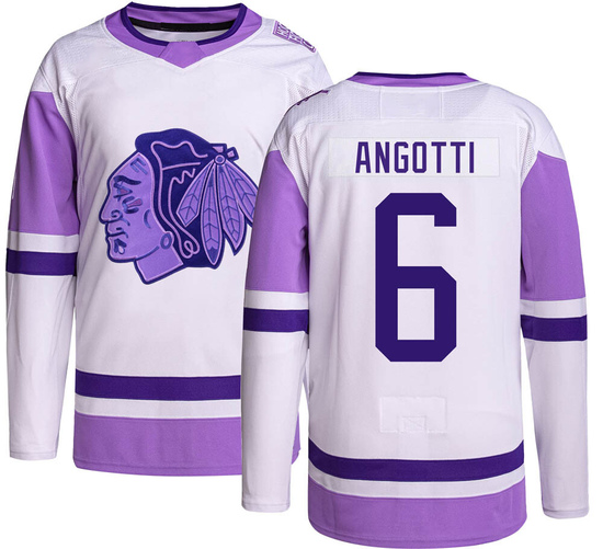 Adidas Lou Angotti Chicago Blackhawks Authentic Hockey Fights Cancer Jersey -