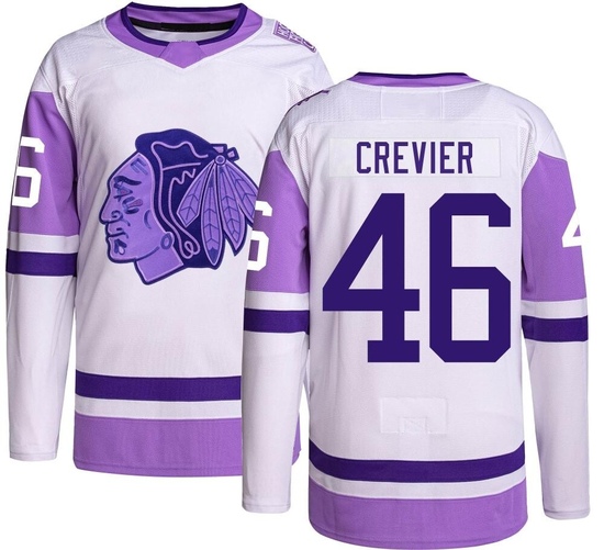 Adidas Louis Crevier Chicago Blackhawks Authentic Hockey Fights Cancer Jersey -