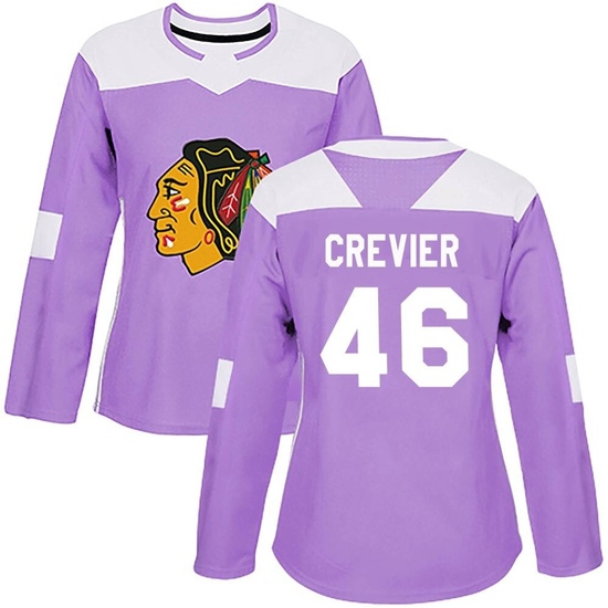 Adidas Louis Crevier Chicago Blackhawks Women's Authentic Fights Cancer Practice Jersey - Purple