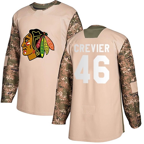 Adidas Louis Crevier Chicago Blackhawks Youth Authentic Veterans Day Practice Jersey - Camo