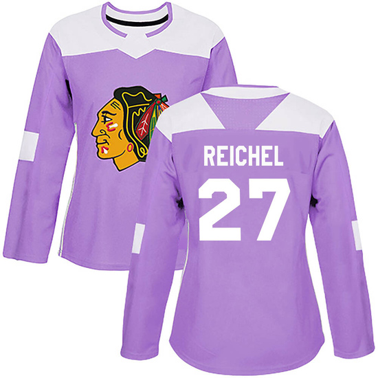 Adidas Lukas Reichel Chicago Blackhawks Women's Authentic Fights Cancer Practice Jersey - Purple